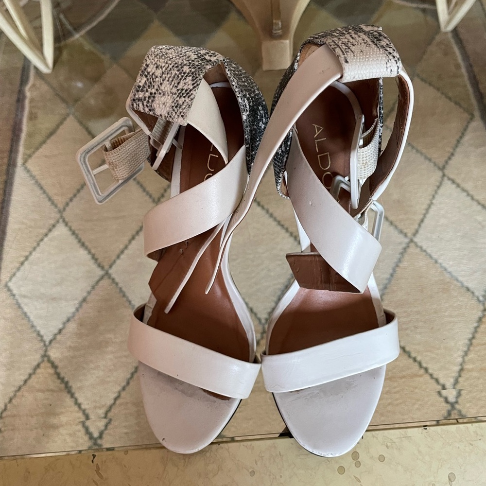 Beautiful white and grey high heel sandals